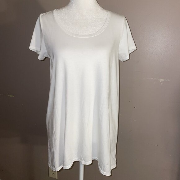 J. Jill Tops - Pure Jill White Elliptical Tee 100% Prima Cotton Relaxed Fit Cap Sleeve Sz XS